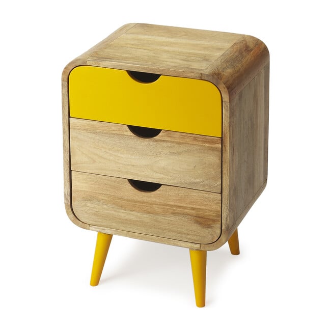 Scandi Nightstand, Yellow/Natural