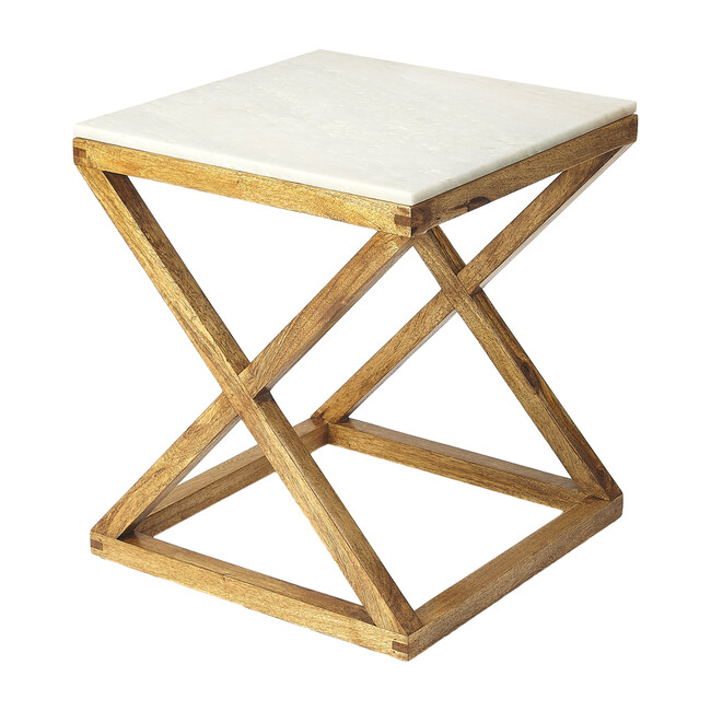 Braylon End Table, Marble/Wood