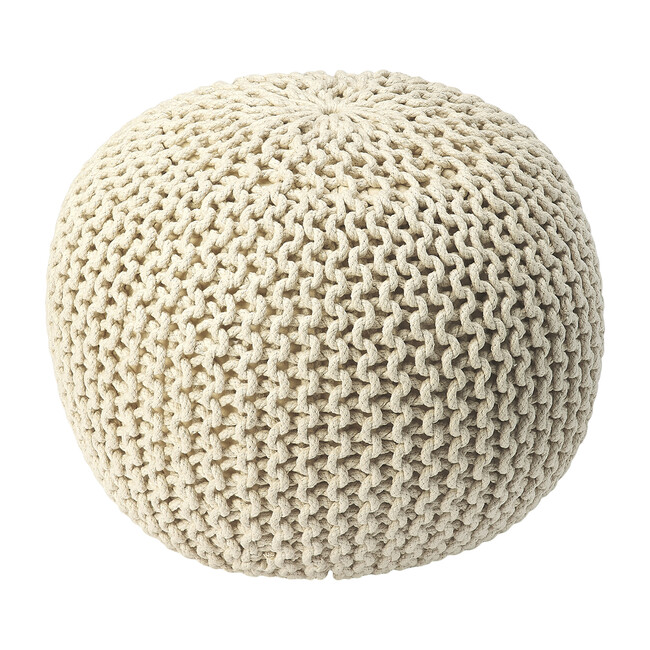 Knit Floor Pouf, Cream