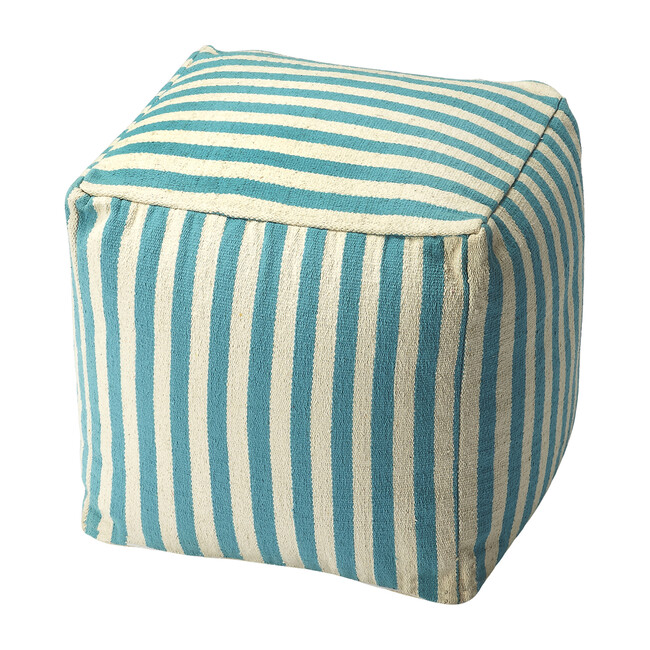 Sanibel Floor Pouf, Blue Stripe