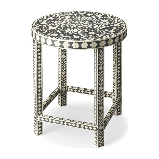 Gillian Bone Inlay Accent Table, Black