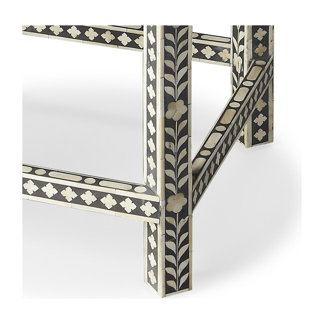 Gillian Bone Inlay Accent Table, Black
