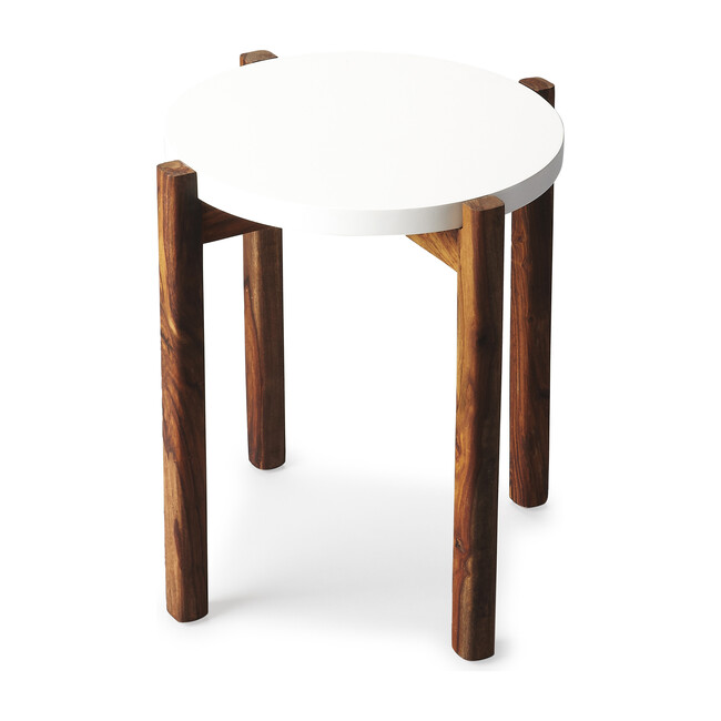 Del Mar Acacia Side Table, White/Natural