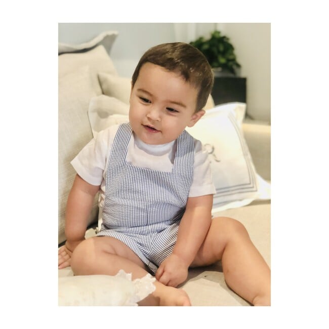 Nicolo Baby Boy Romper, Navy Stripes