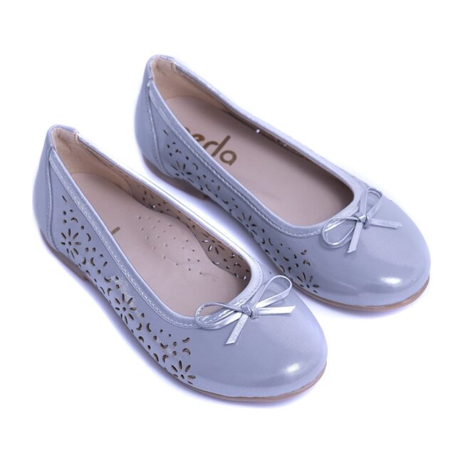 Toddler Floral Perforated Flats, Silver