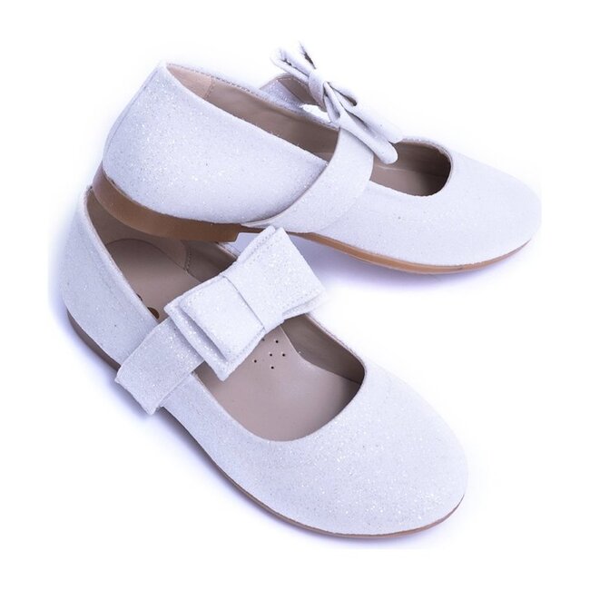 Sparkly Bow Flats, White
