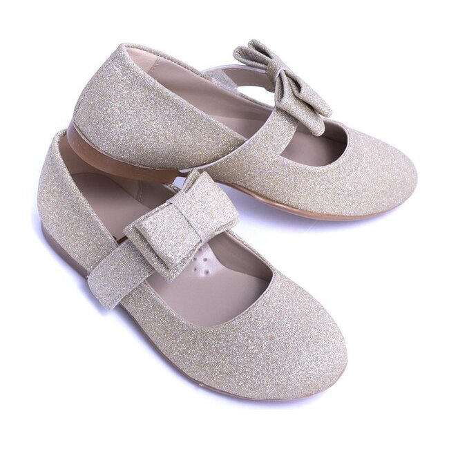 Sparkly Bow Flats, Gold