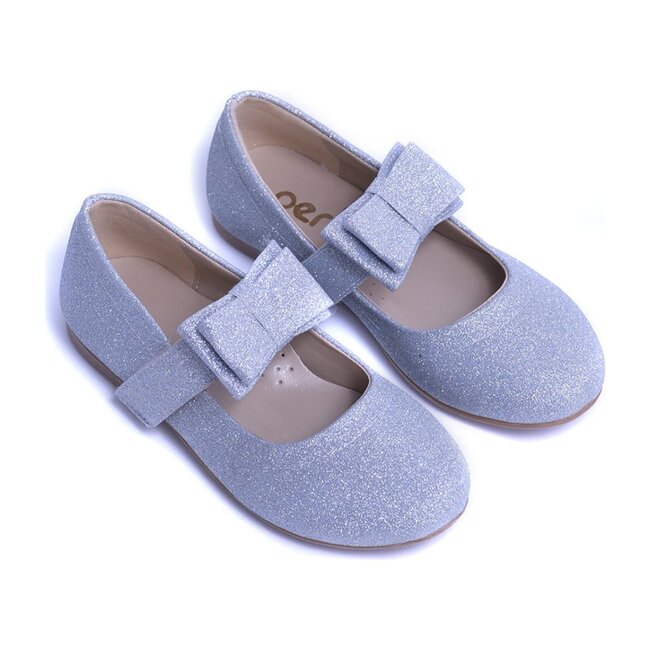 Sparkly Bow Flats, Silver
