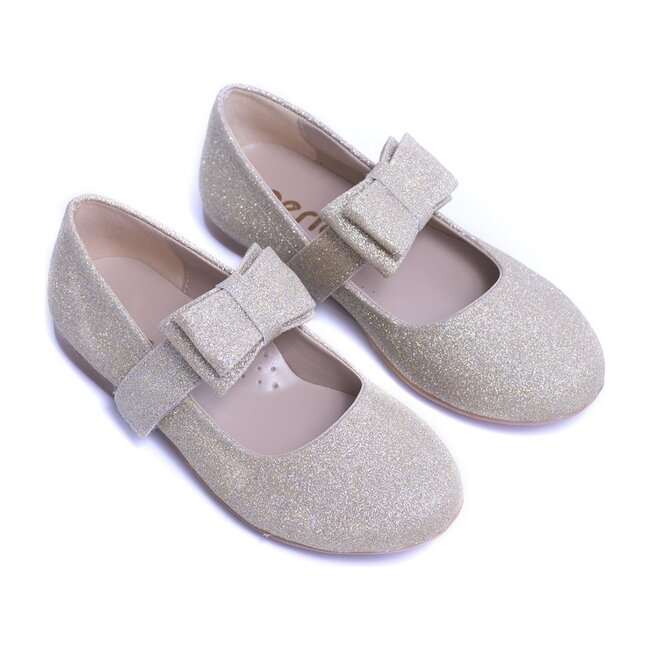 Sparkly Bow Flats, Gold