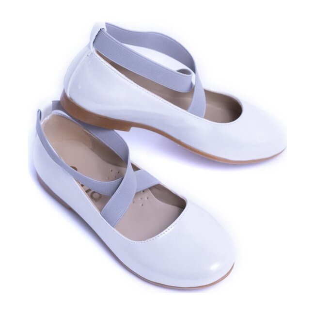 Satin Ballerina Flats, White