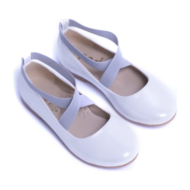 Satin Ballerina Flats, White
