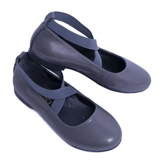 Satin Ballerina Flats, Dark Gray