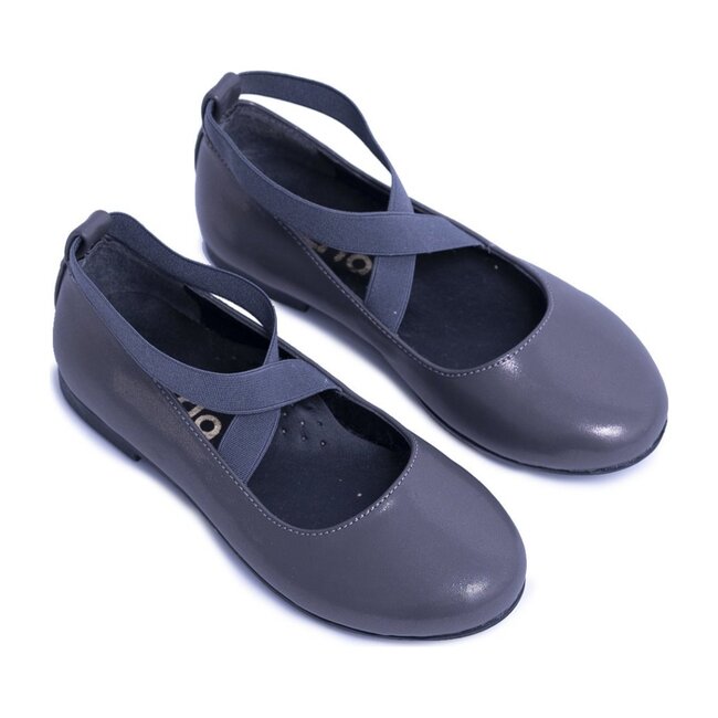 Satin Ballerina Flats, Dark Gray