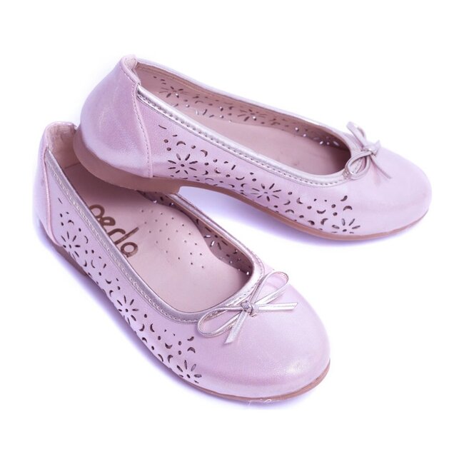 Floral Perforated Flats, Pink