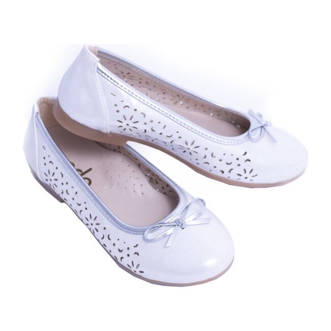 Floral Perforated Flats, White