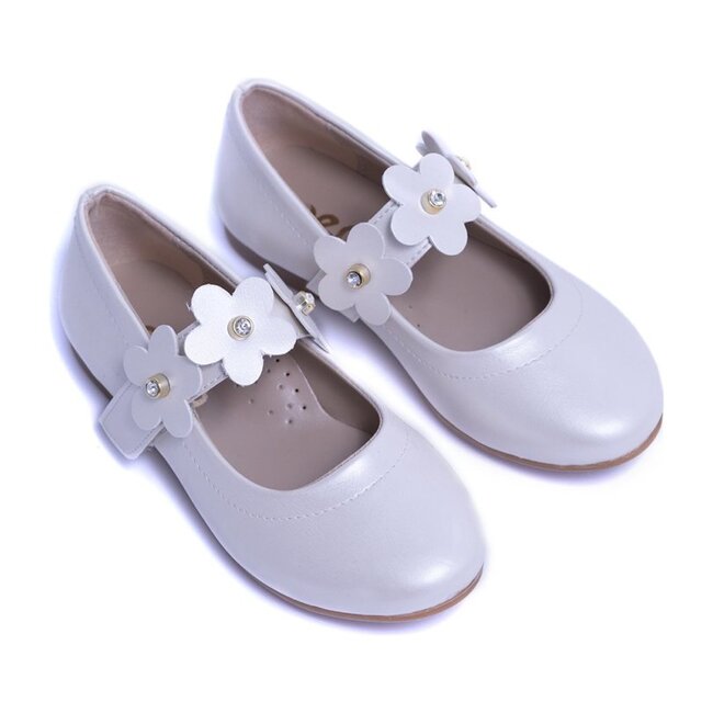 Flower Strap Flats, Pearl White