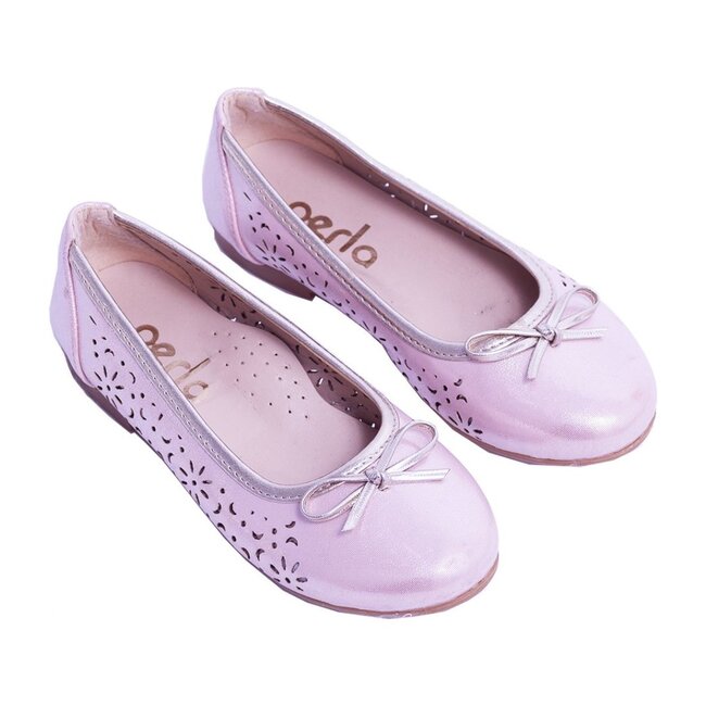 Floral Perforated Flats, Pink