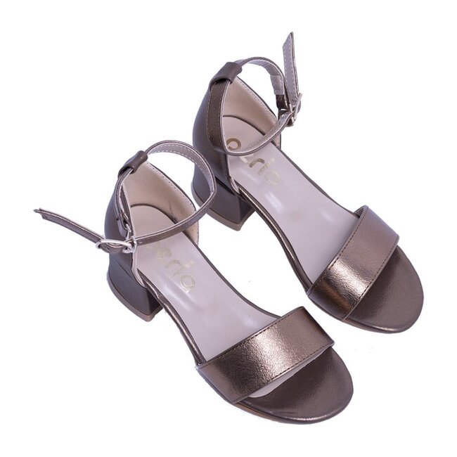 Copper Sandal Strap Heels, Bronze Kids Girl Accessories Shoes