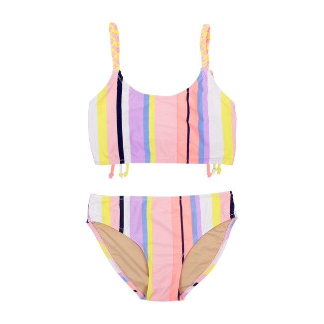 Braided Bikini, Coral Stripe