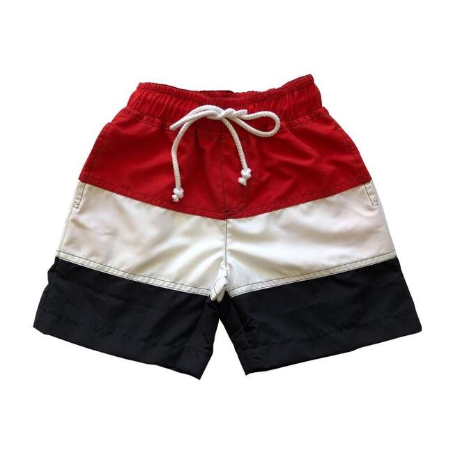 Chris Board Shorts, Red White Navy Colorblock