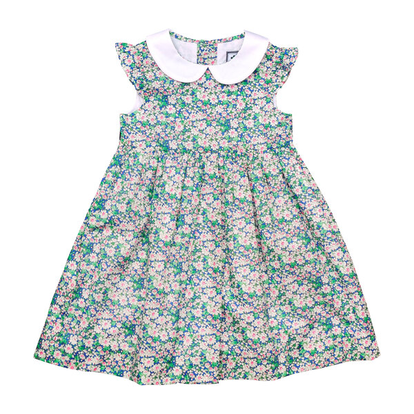 Riley Peter Pan Collar Dress, Pink Green Floral - Busy Bees Dresses ...