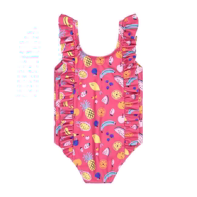 UPF 50 Girls Fruity Ruffle Swimsuit, Pink