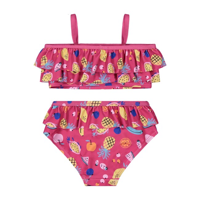 UPF 50 Girls Fruit Ruffle Two-Piece Swimsuit, Pink