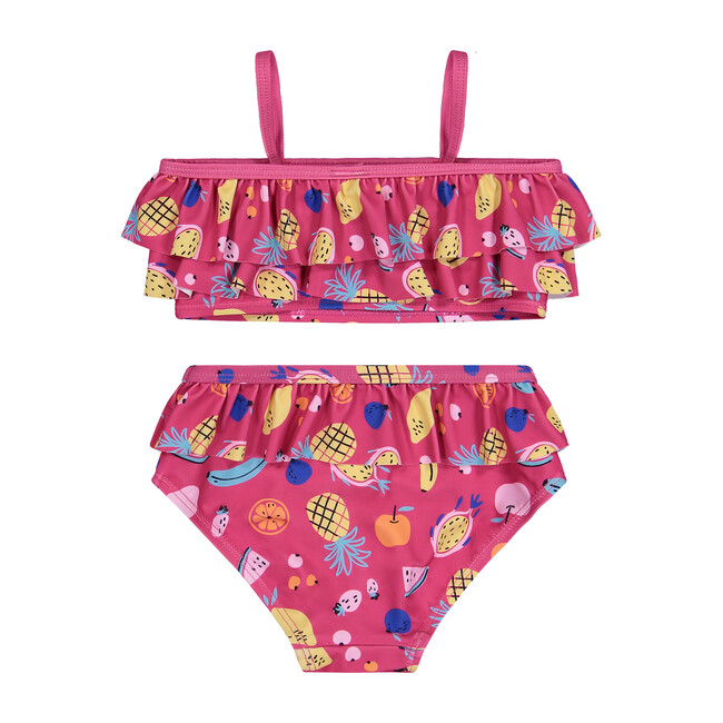 UPF 50 Girls Fruit Ruffle Two-Piece Swimsuit, Pink