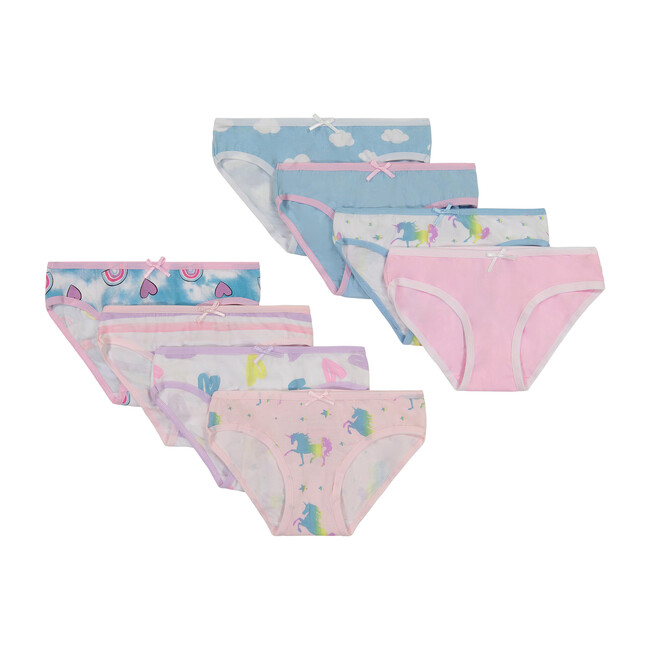 Girls Eight Pack Bikini Brief - Unicorn Series, Pink