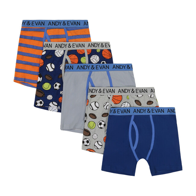 Boys Five Pack Boxer Briefs - Sports Pack, Orange