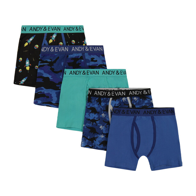 Boys Five Pack Boxer Briefs - Series 1, Blue