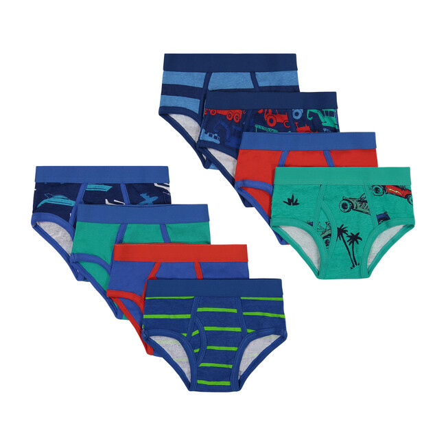 Boys Eight Pack Briefs - Series 1, Blue Travel