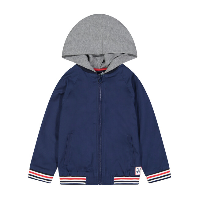 Boys Brushed Twill Hooded Bomber, Light Blue - Kids Boy Clothing ...