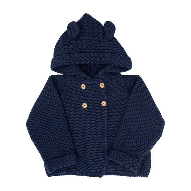 S+N Hooded Knit Button Sweater, Navy