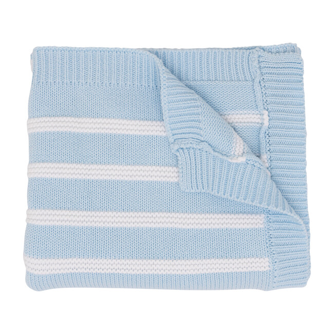 S+N Knit Stripe Blanket, Light Blue