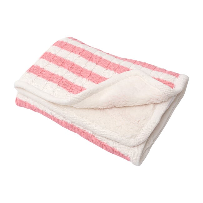 S+N Cable Knit Stripe Sherpa Blanket, Pink
