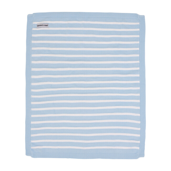 S+N Knit Stripe Blanket, Light Blue