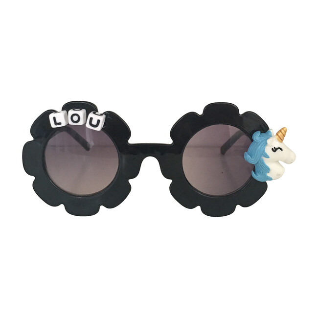 Monogrammable Light Blue Unicorn Sunglasses, Black