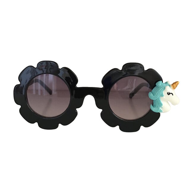 Monogrammable Light Blue Unicorn Sunglasses, Black