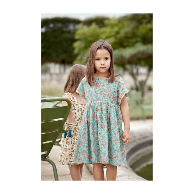 Taplapa Dress, Turquoise Flowers