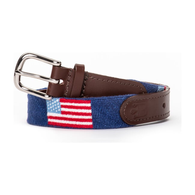 American Flag Needlepoint Belt, Blue
