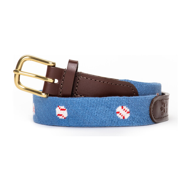 Baseball Needlepoint Belt, Blue