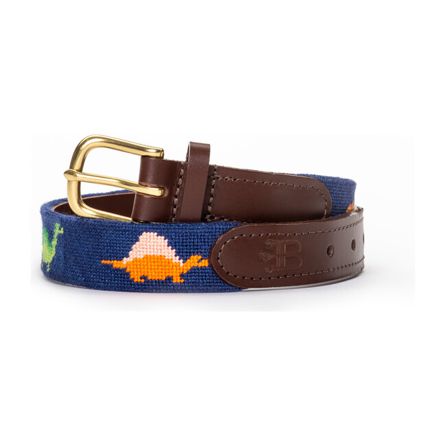 Roar! Dinosaur Needlepoint Belt, Blue