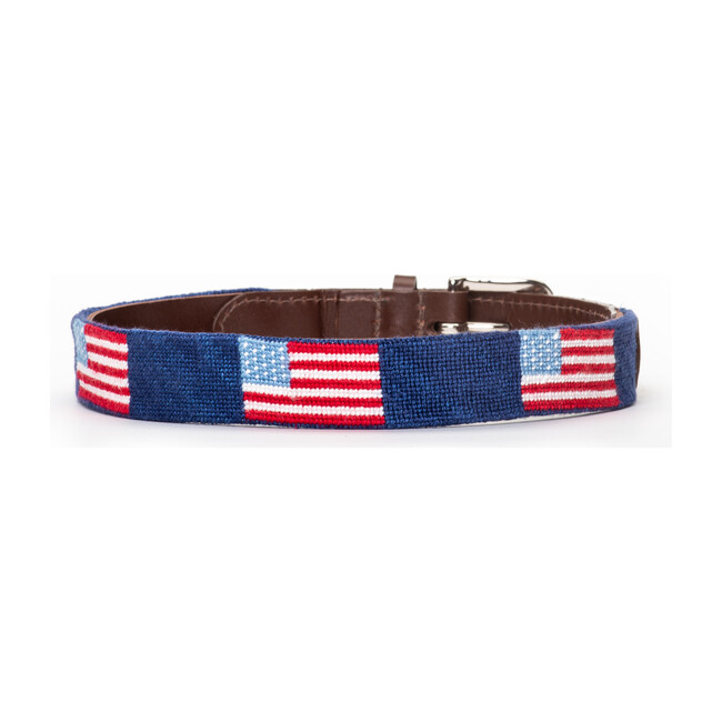 American Flag Needlepoint Belt, Blue