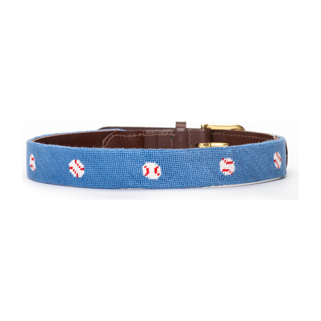 Baseball Needlepoint Belt, Blue
