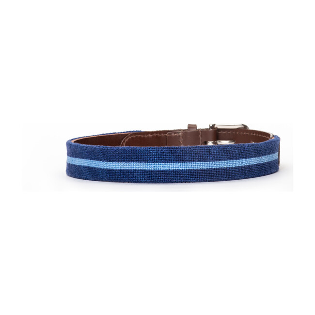 Classic Blue Stripe Needlepoint Belt, Blue