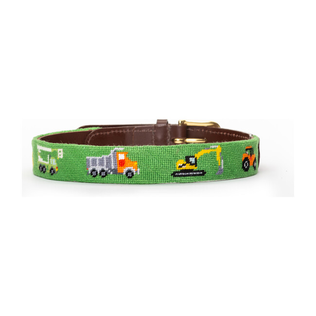 Time For Work Construction Needlepoint Belt, Green