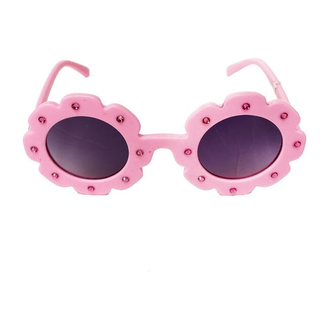 Flower Sunglasses With Stones, Light Pink
