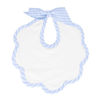 Scalloped Bib, Pale Blue Gingham