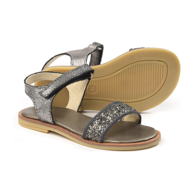 Glittered Sandals, Charcoal